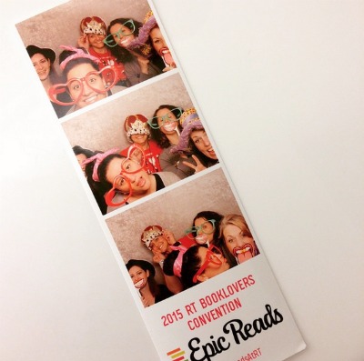 From Left: Rachel Vincent, Kiera Cass, Jeanette Battista, Sophie Jordan, and Kimberly Derting acting goofy in the Teen Day Party photo booth.